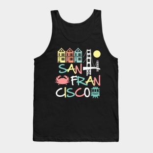 San Francisco Icons Vintage Retro Colorful Tank Top